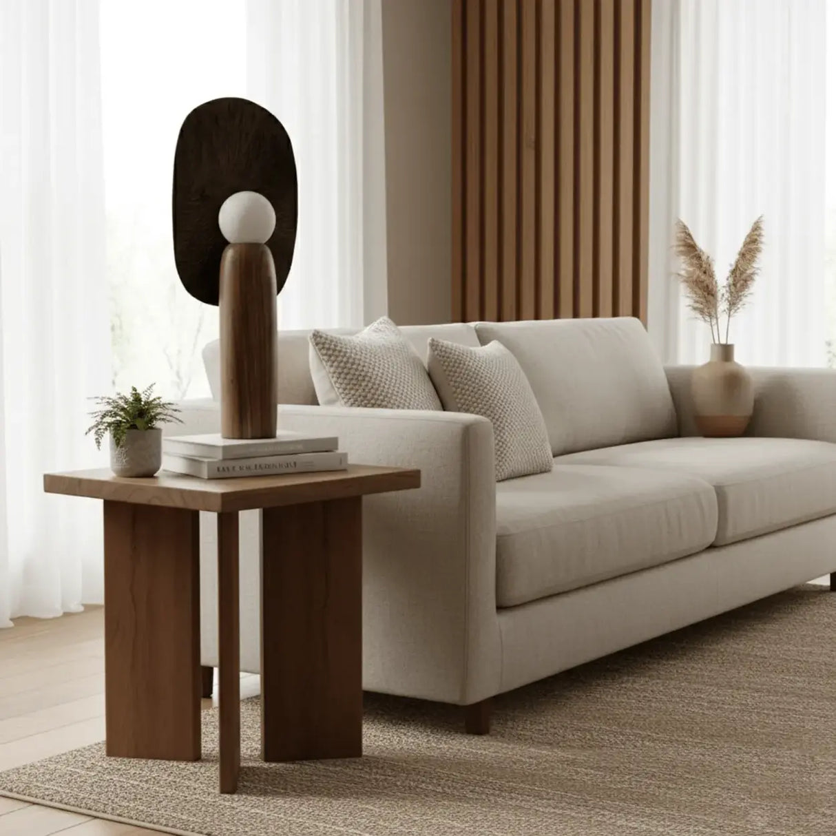 Contemporary Sculptural Integrated LED Wood Table Lamp Image - 17