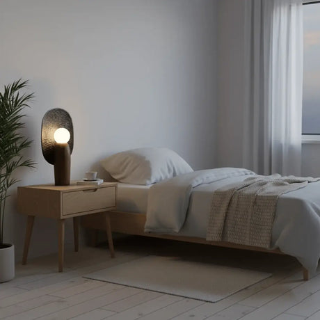 Contemporary Sculptural Integrated LED Wood Table Lamp Image - 2