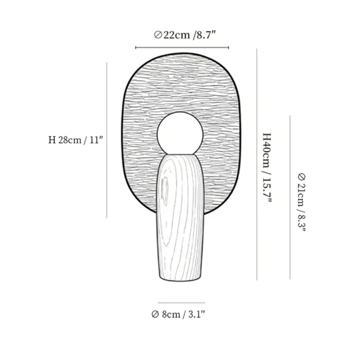Contemporary Sculptural Integrated LED Wood Table Lamp 