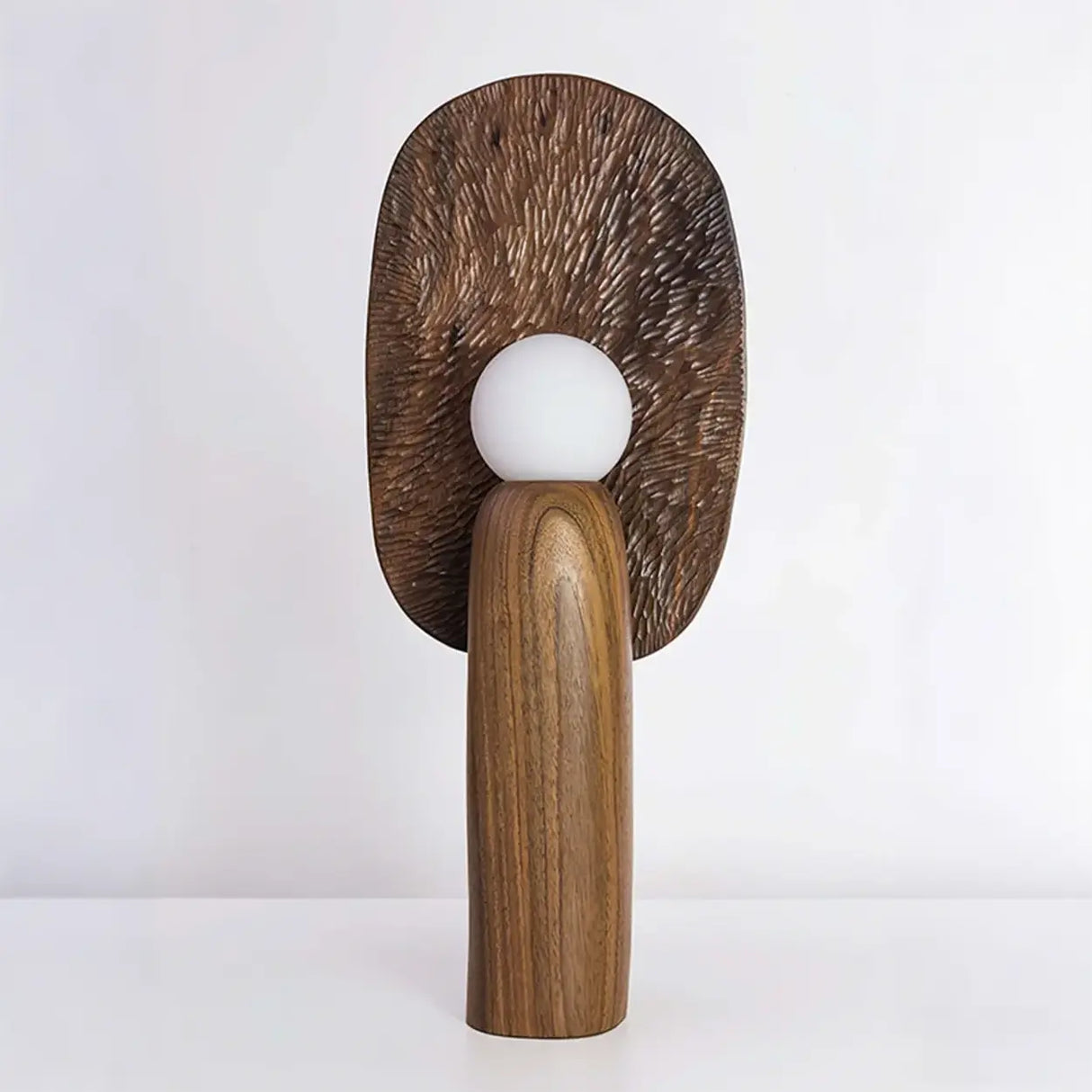 Contemporary Sculptural Integrated LED Wood Table Lamp Image - 5