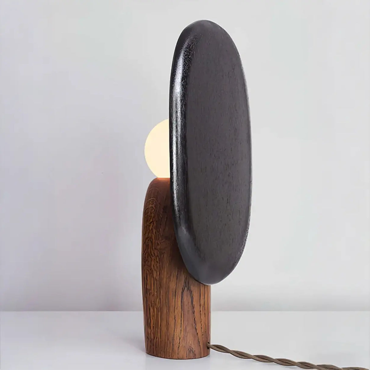 Contemporary Sculptural Integrated LED Wood Table Lamp Image - 8