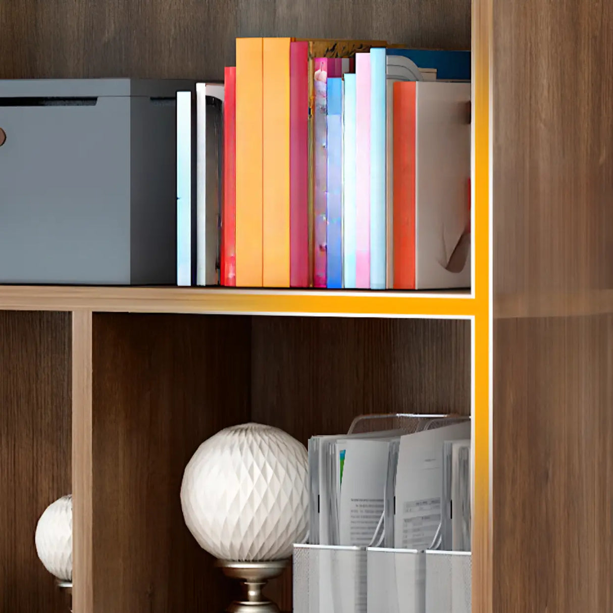 Contemporary Simple White Vertical Display Bookcase Image - 10