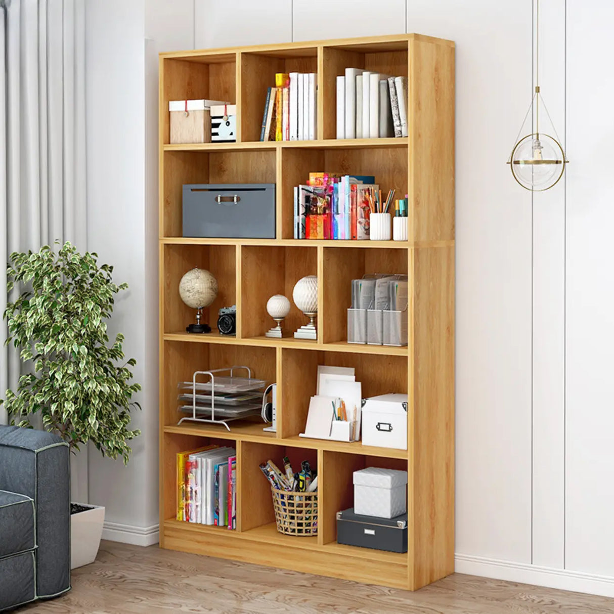 Contemporary Simple White Vertical Display Bookcase Image - 12