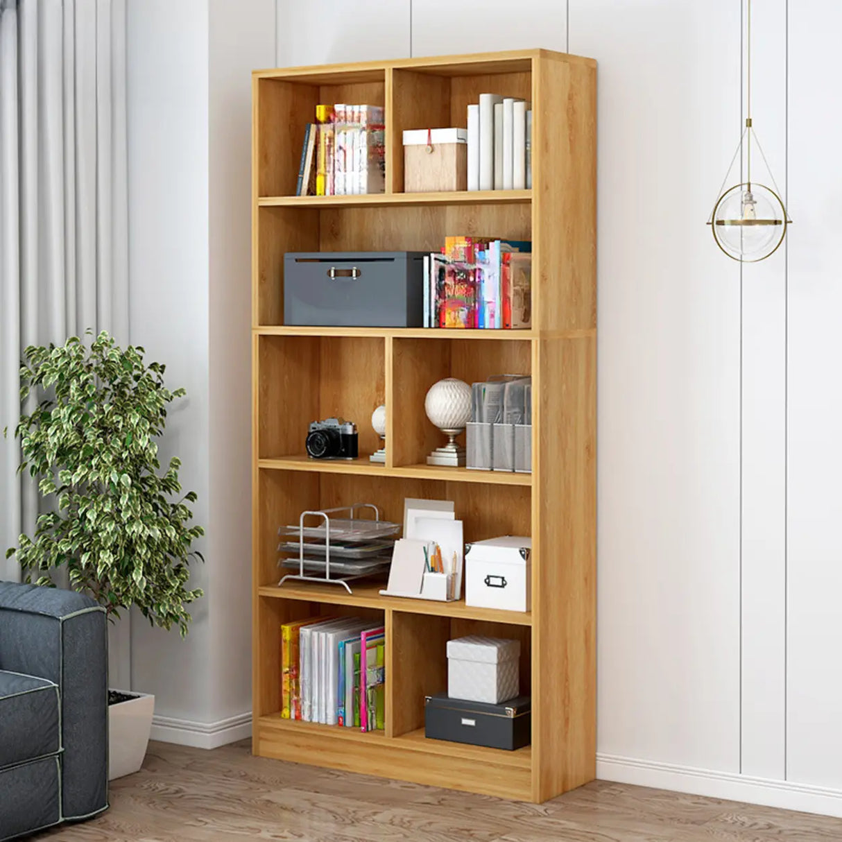 Contemporary Simple White Vertical Display Bookcase Image - 13