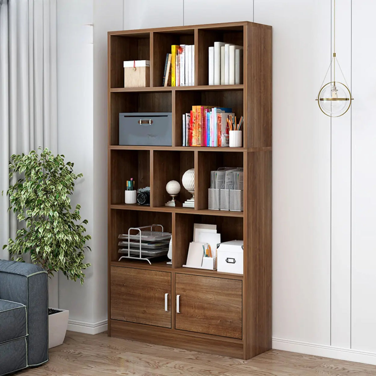 Contemporary Simple White Vertical Display Bookcase Image - 15