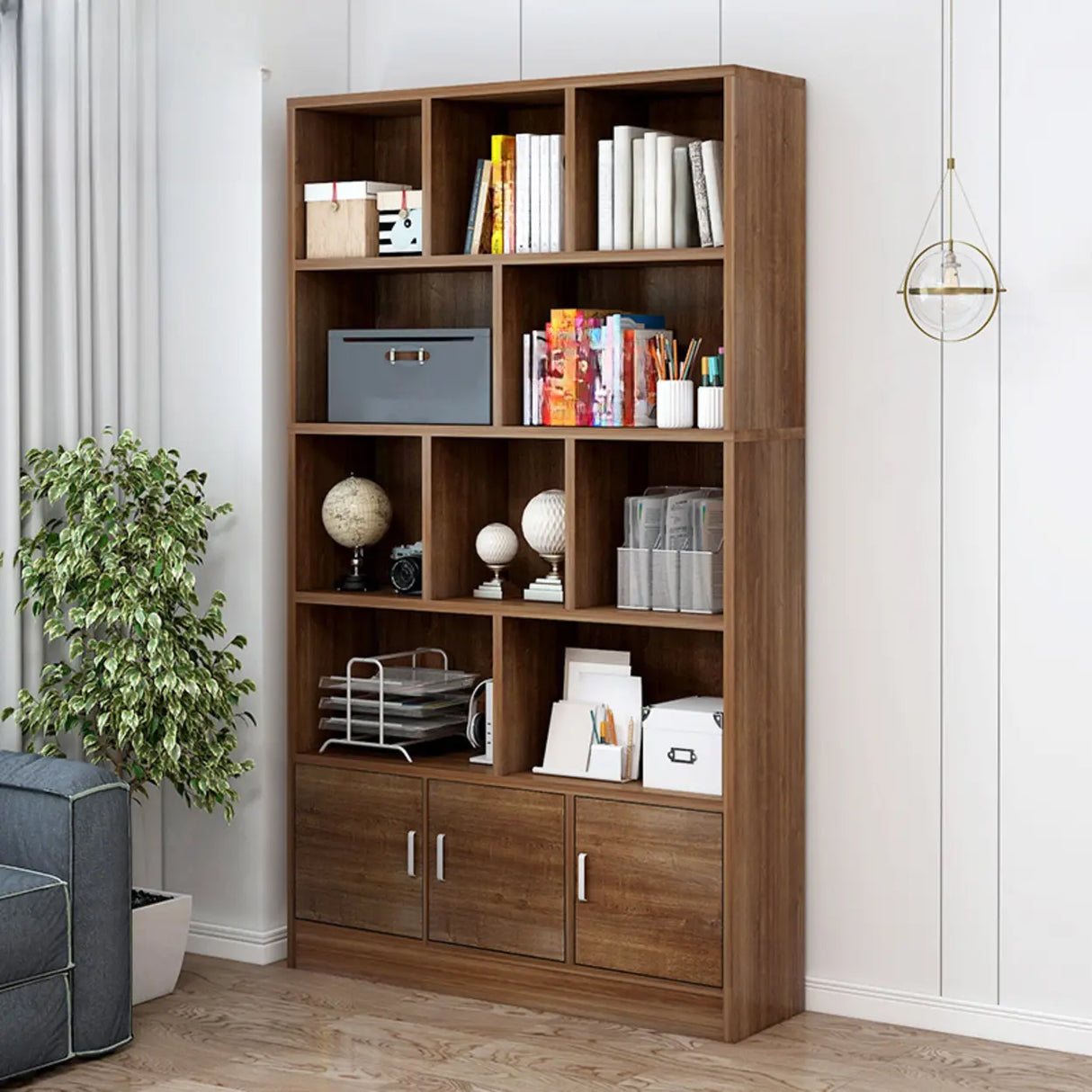 Contemporary Simple White Vertical Display Bookcase Image - 16