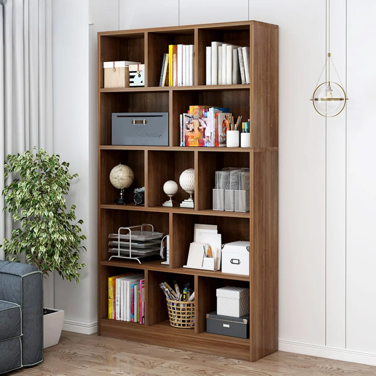 Contemporary Simple White Vertical Display Bookcase Image - 18