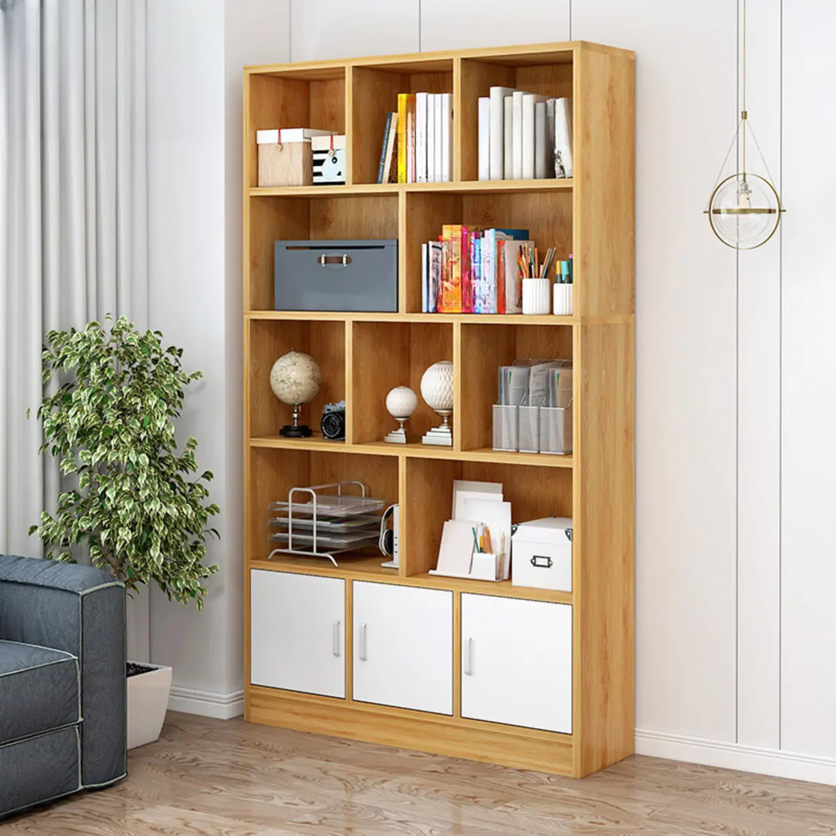 Contemporary Simple White Vertical Display Bookcase Image - 19