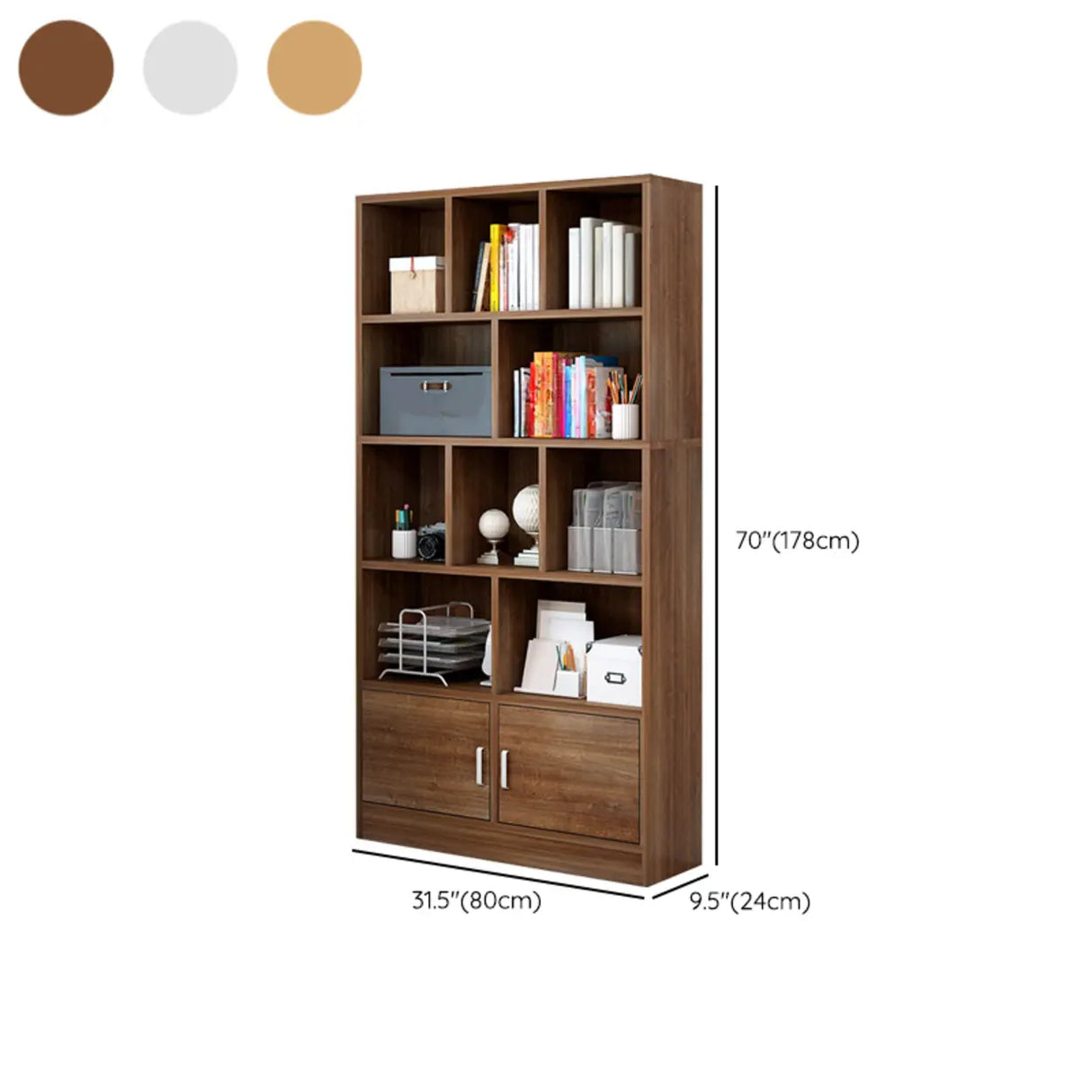 Contemporary Simple White Vertical Display Bookcase Image - 24