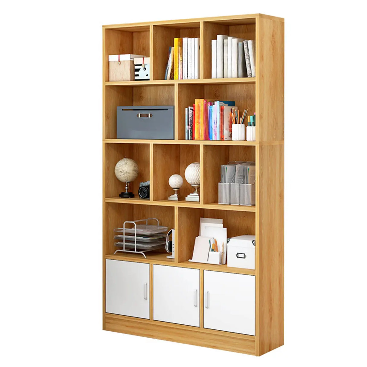 Contemporary Simple White Vertical Display Bookcase Image - 5