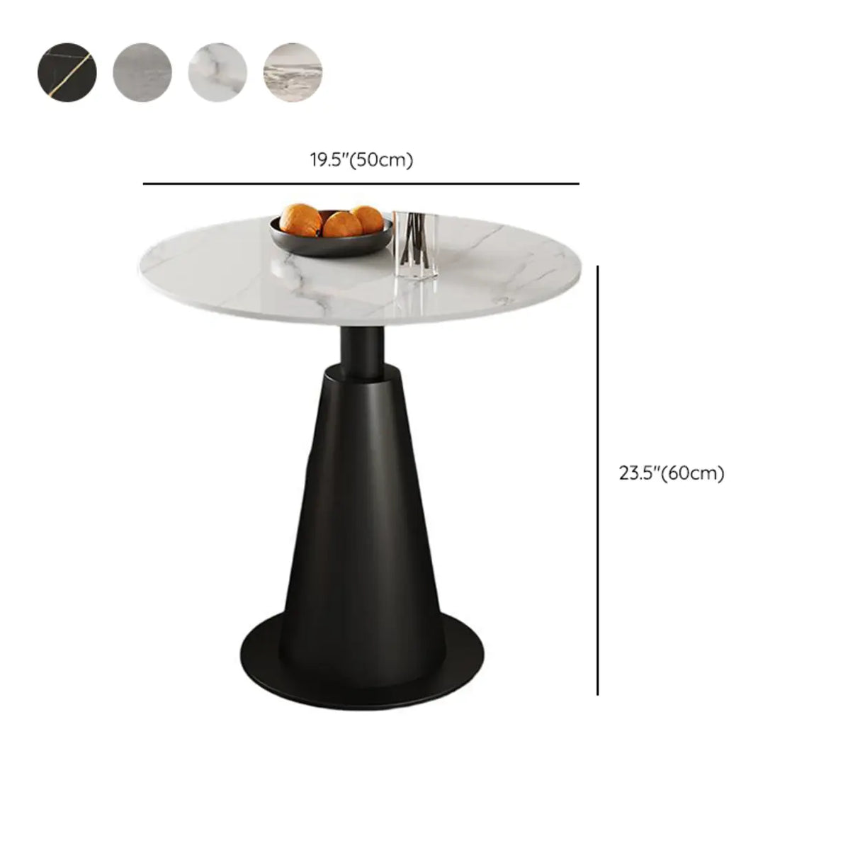 Contemporary Sintered Stone Pedestal Circular Chairside Table 