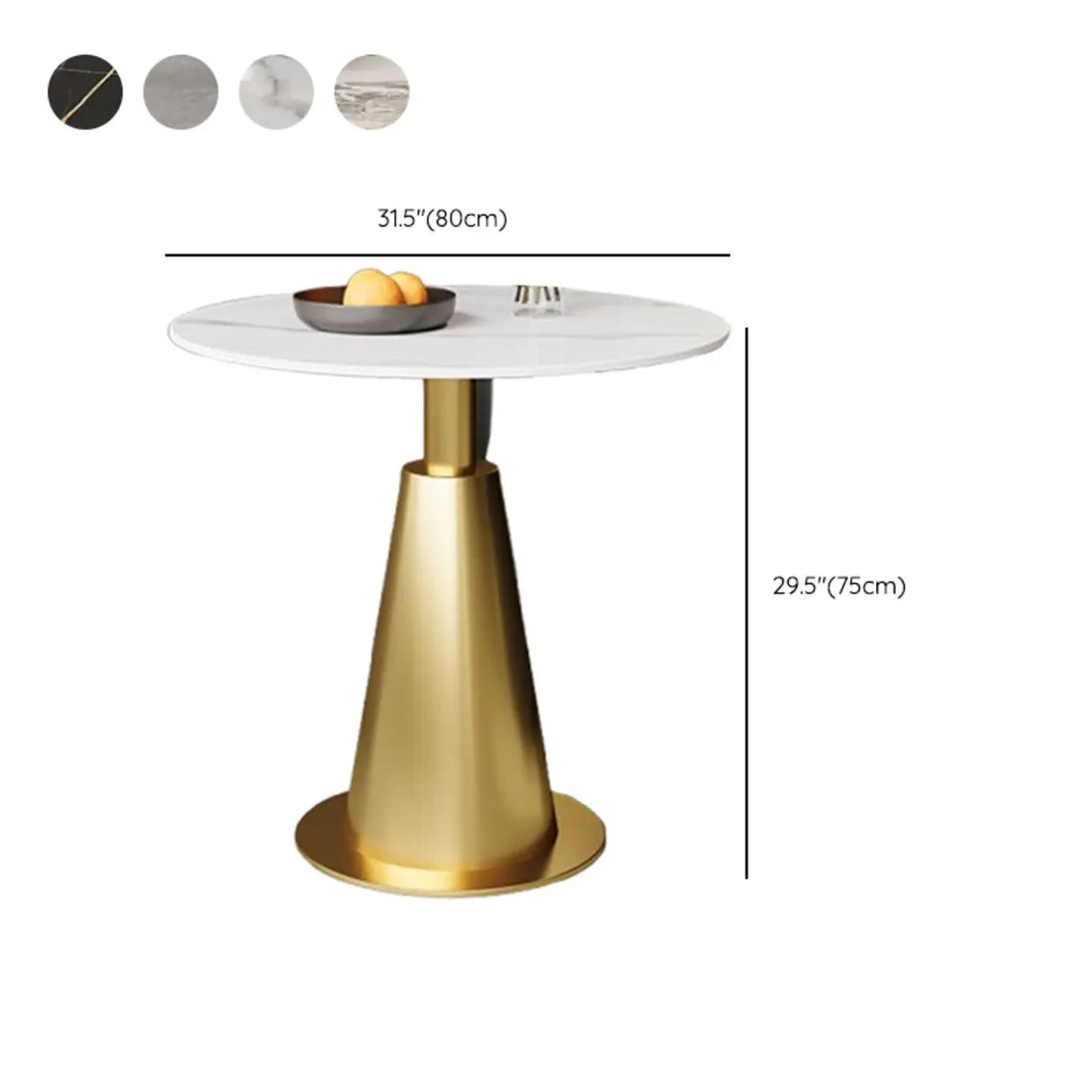 Contemporary Sintered Stone Pedestal Circular Chairside Table Image - 15