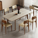 Contemporary Slate Top Rectangular Dining Table Extension Image - 3