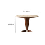 Contemporary Small Round Stone Top Wood Base Dining Table #size