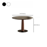 Contemporary Small Round Stone Top Wood Pedestal Dining Table Image - 11