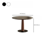 Contemporary Small Round Stone Top Wood Pedestal Dining Table Image - 16