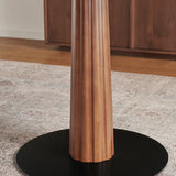 Contemporary Small Round Stone Top Wood Pedestal Dining Table Image - 9