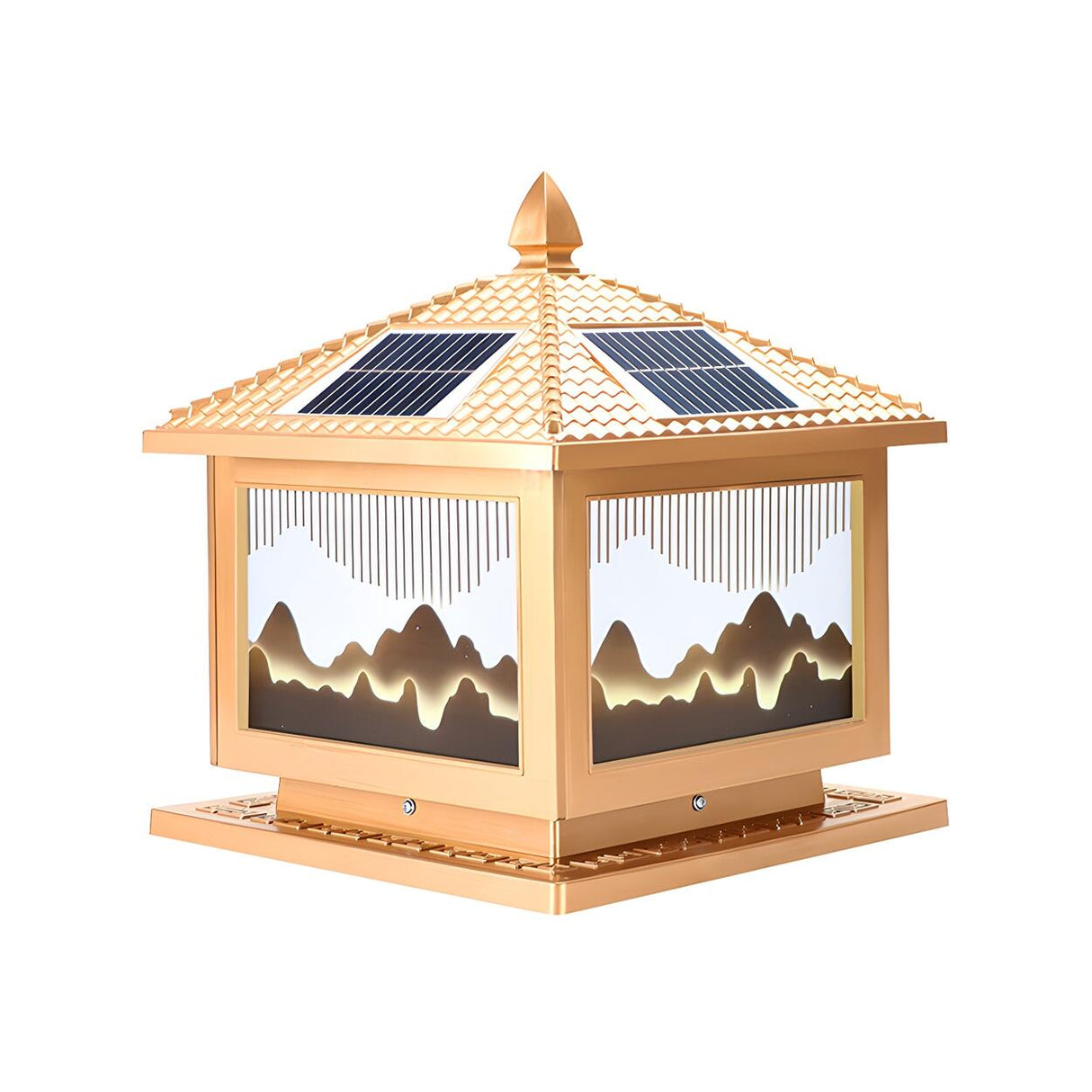 Contemporary Solar-Powered Brass Outdoor Table Lamp Image - 5