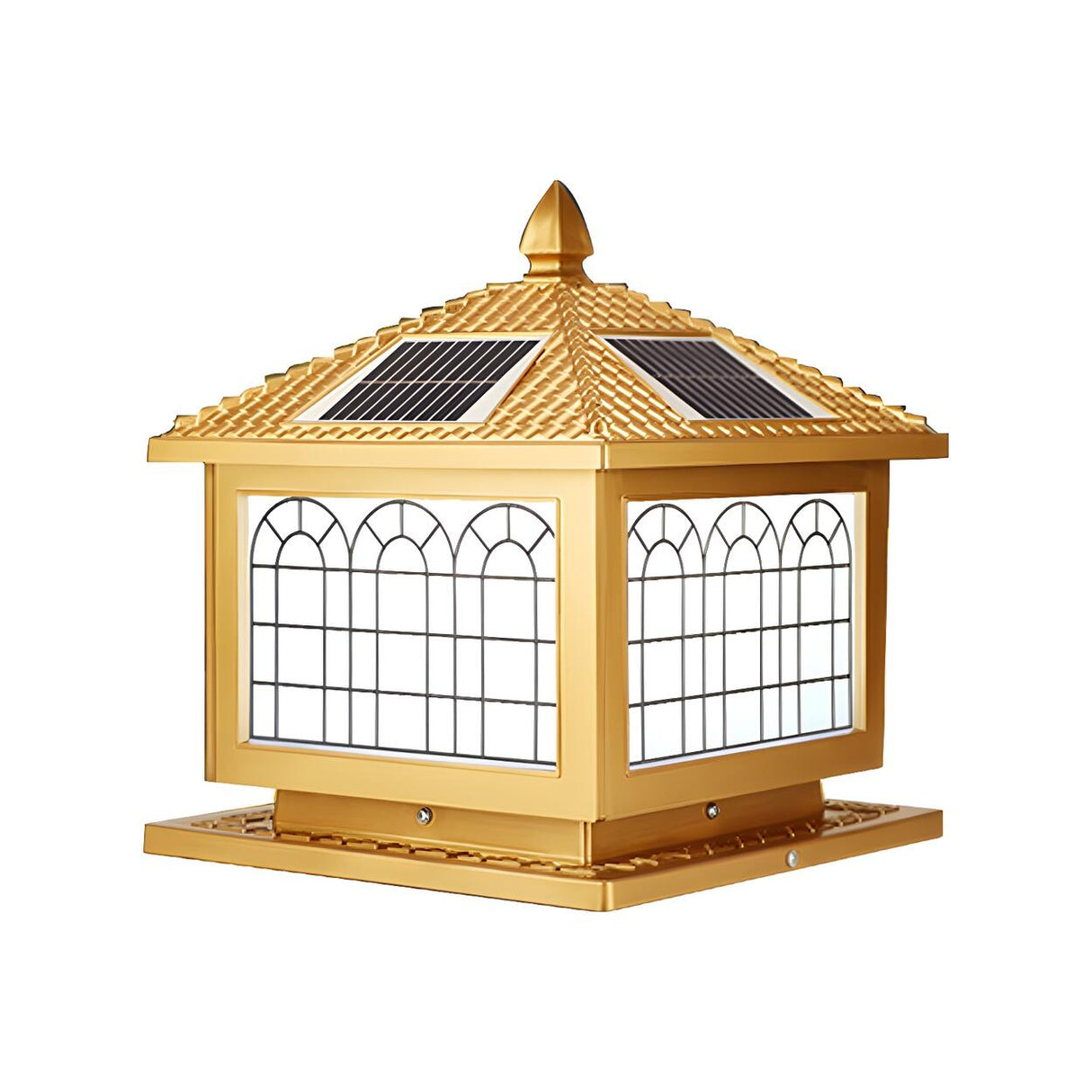 Contemporary Solar-Powered Brass Outdoor Table Lamp Image - 6