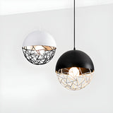 Contemporary Sphere Metal Dining Room White Pendant Light Image - 2