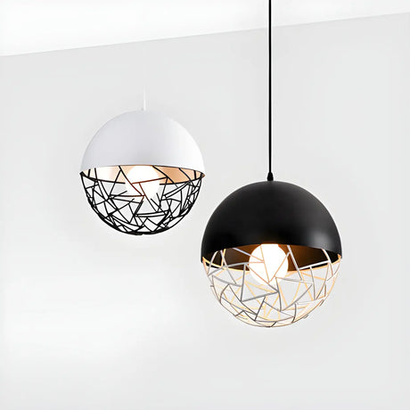 Contemporary Sphere Metal Dining Room White Pendant Light Image - 2