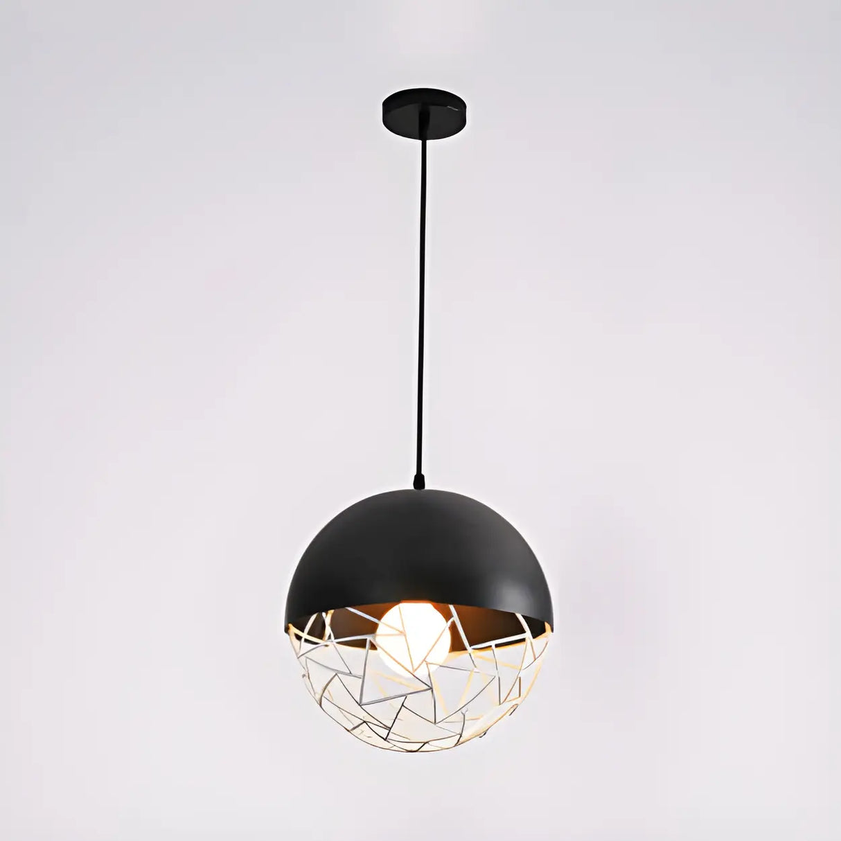 Contemporary Sphere Metal Dining Room White Pendant Light Image - 3