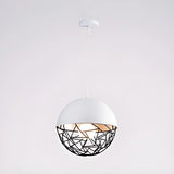 Contemporary Sphere Metal Dining Room White Pendant Light Image - 5