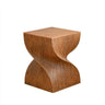 Contemporary Square Wood Sculpted Twisted Pedestal Side Table Image - 2