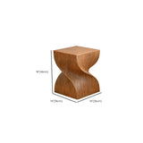 Contemporary Square Wood Sculpted Twisted Pedestal Side Table Image - 9