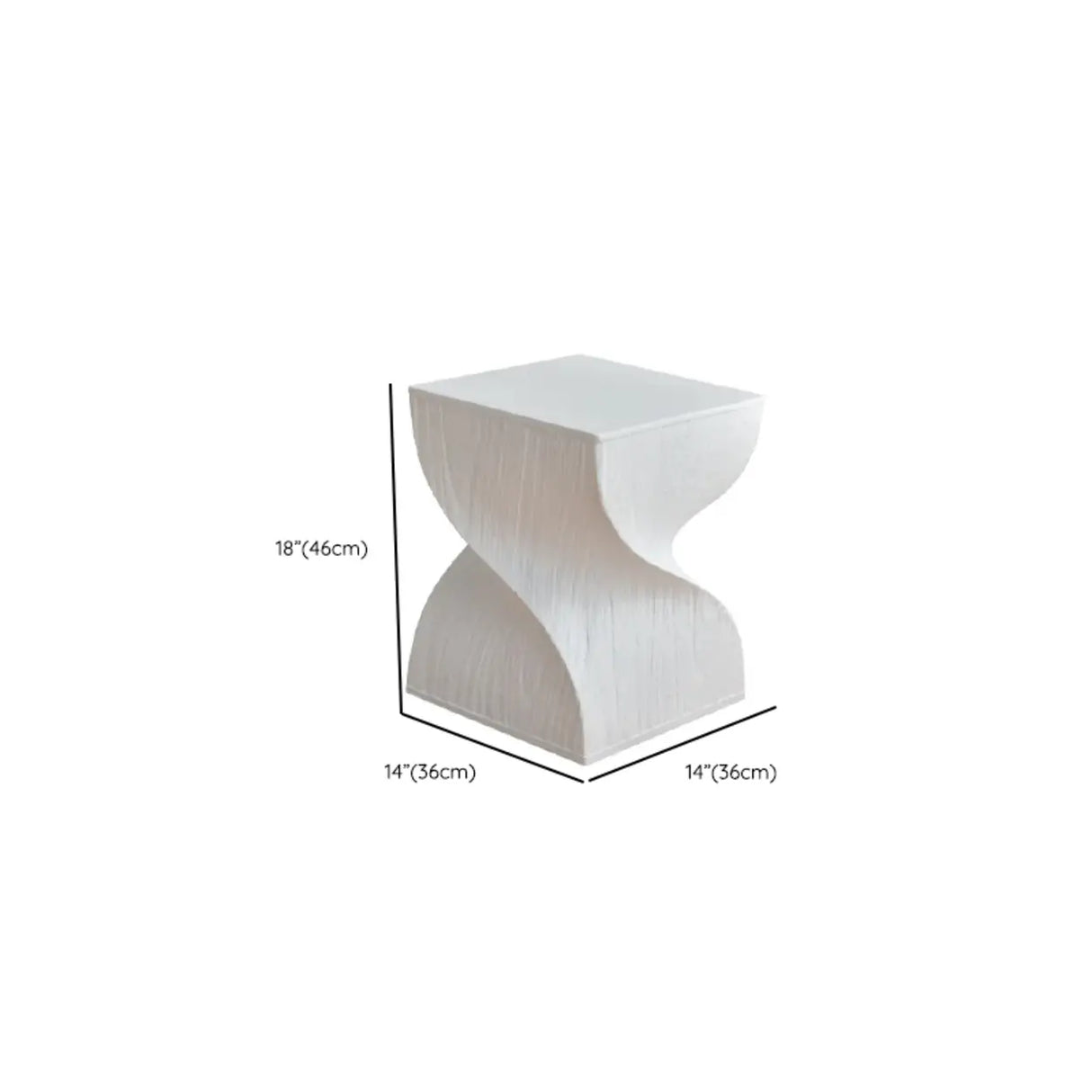 Contemporary Square Wood Sculpted Twisted Pedestal Side Table 