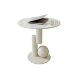 Contemporary Stone Top Abstract Metal Base Coffee Table Image - 10