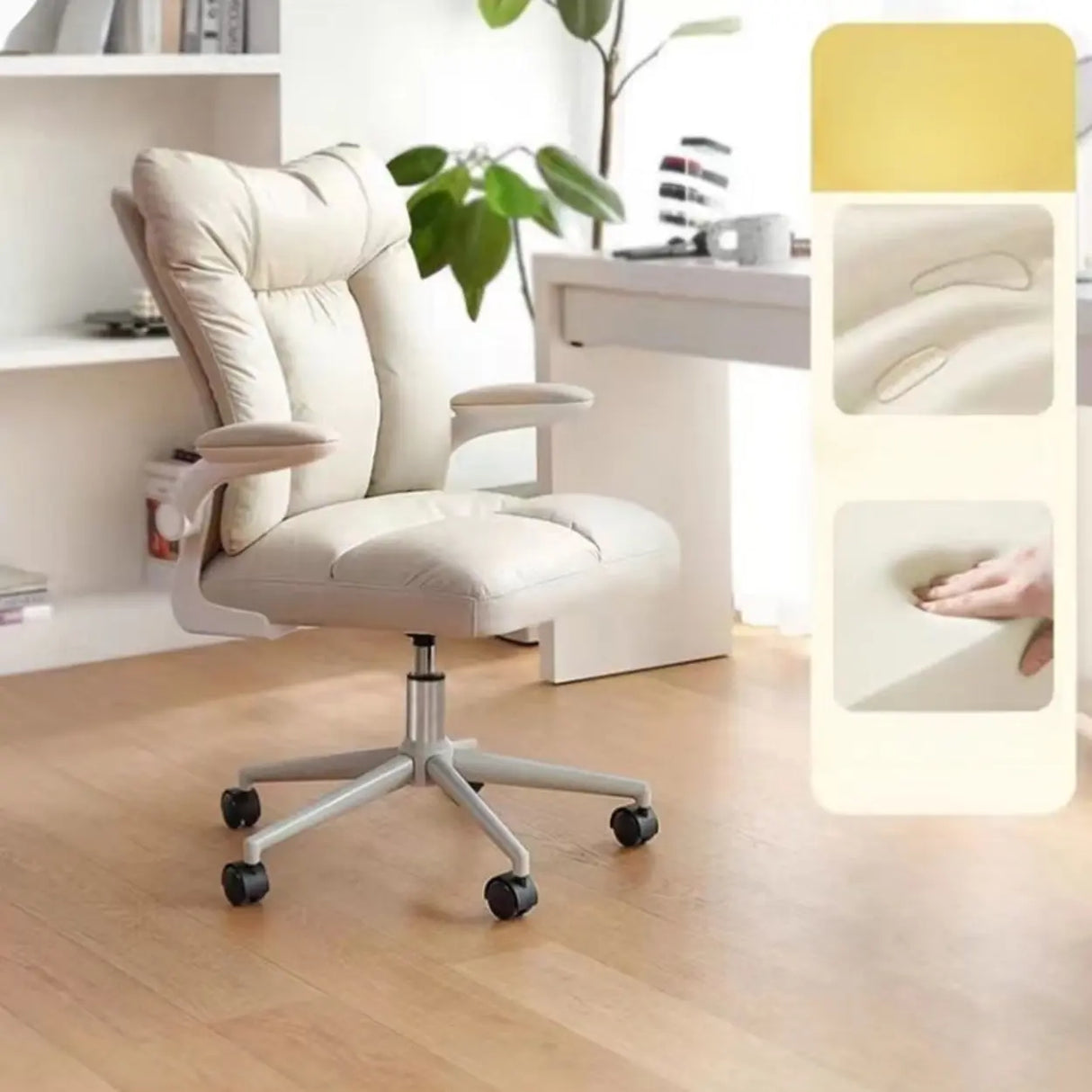 Contemporary Swivel Leather Office Chair with Casters Image - 4