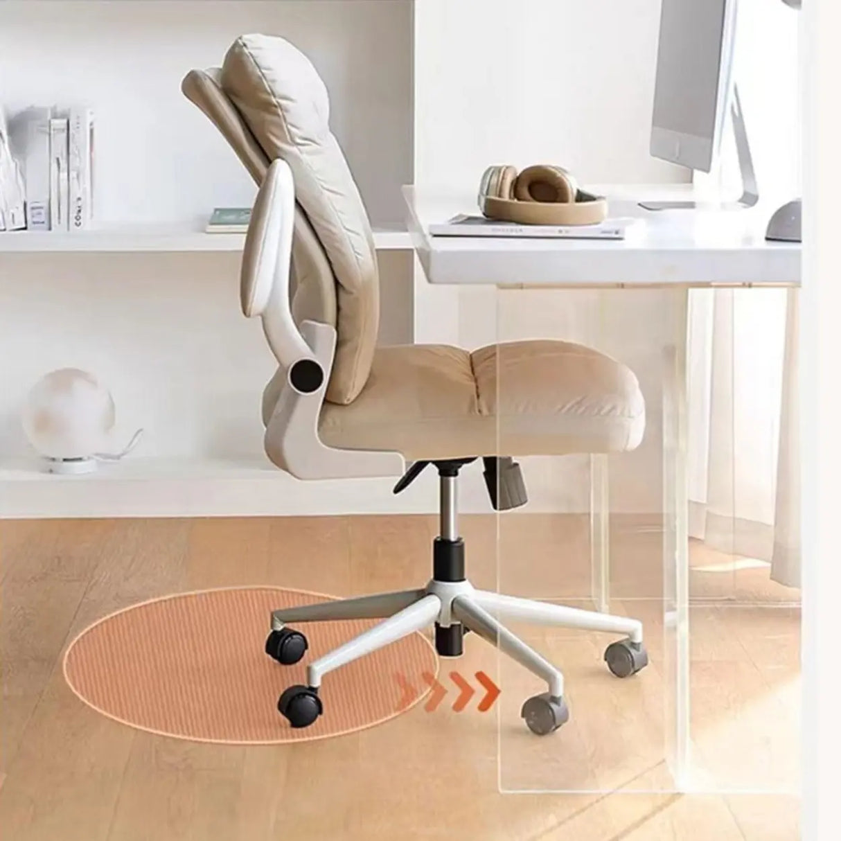 Contemporary Swivel Leather Office Chair with Casters Image - 6
