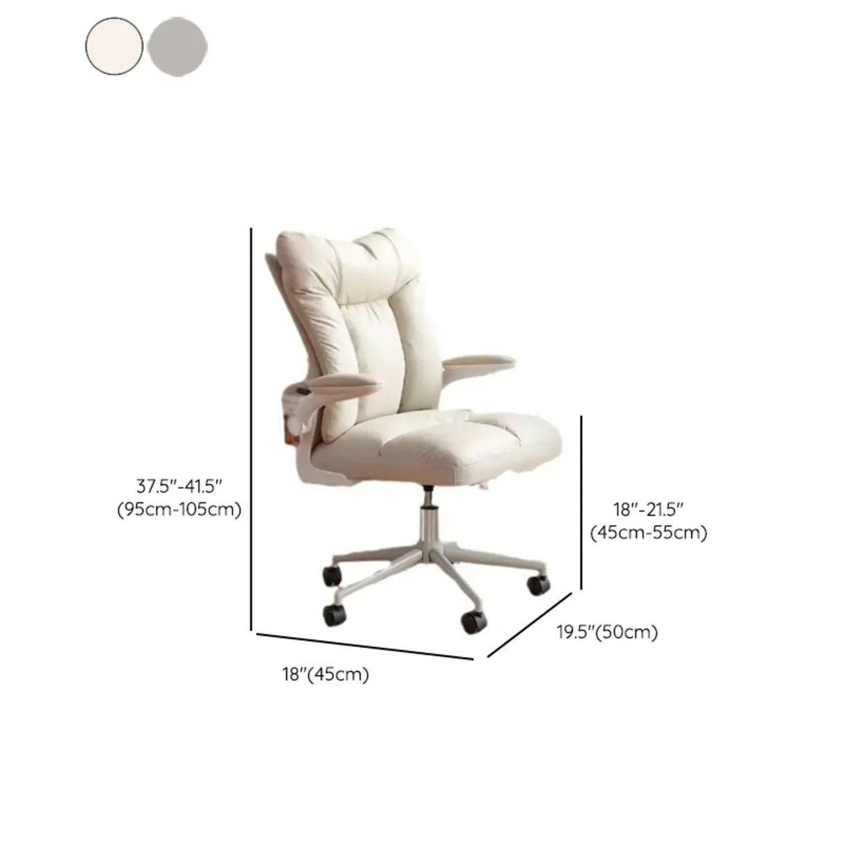 Contemporary Swivel Leather Office Chair with Casters 