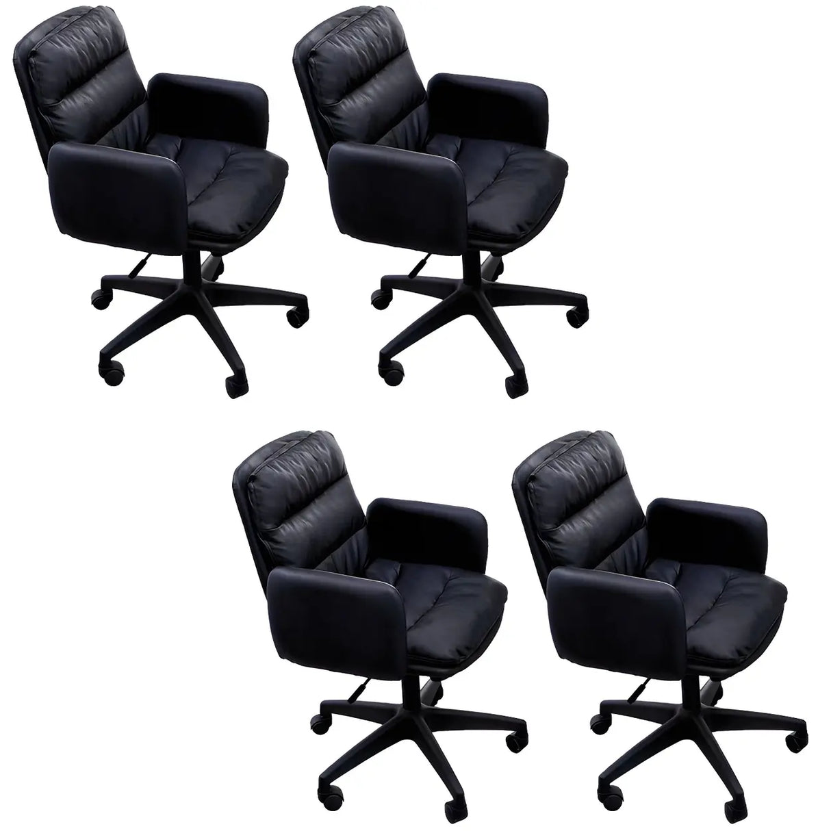 Contemporary Swivel Leather Office Chair with Wheels Image - 15
