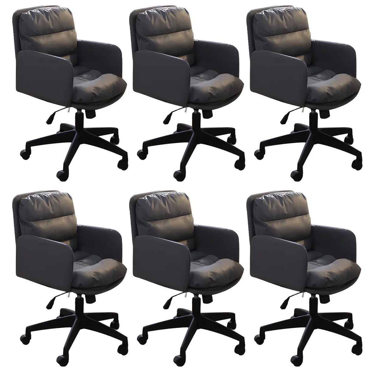 Contemporary Swivel Leather Office Chair with Wheels Image - 27
