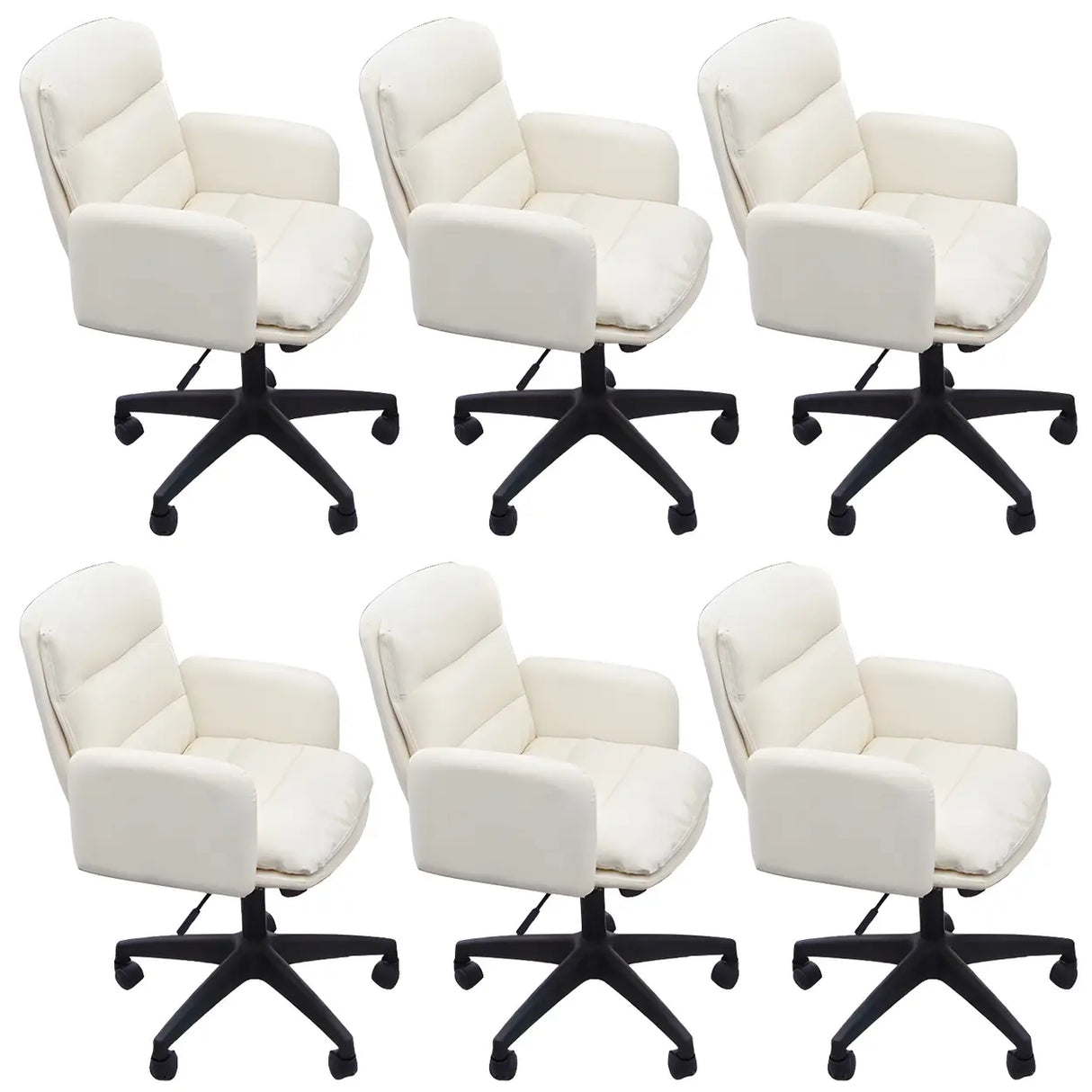 Contemporary Swivel Leather Office Chair with Wheels Image - 31