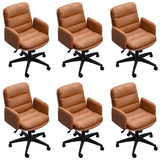 Contemporary Swivel Leather Office Chair with Wheels Image - 35