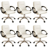 Contemporary Swivel Leather Office Chair with Wheels Image - 8