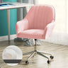 Contemporary Swivel Leather Wheels Yellow Office Chair Image - 5