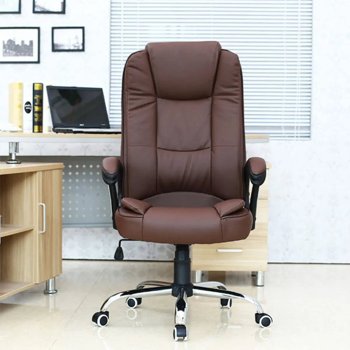 Contemporary Swivel Steel Frame Office Chair with Wheels Image - 5