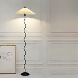 Contemporary Umbrella and Black Wavy Floor Lamp Image - 3