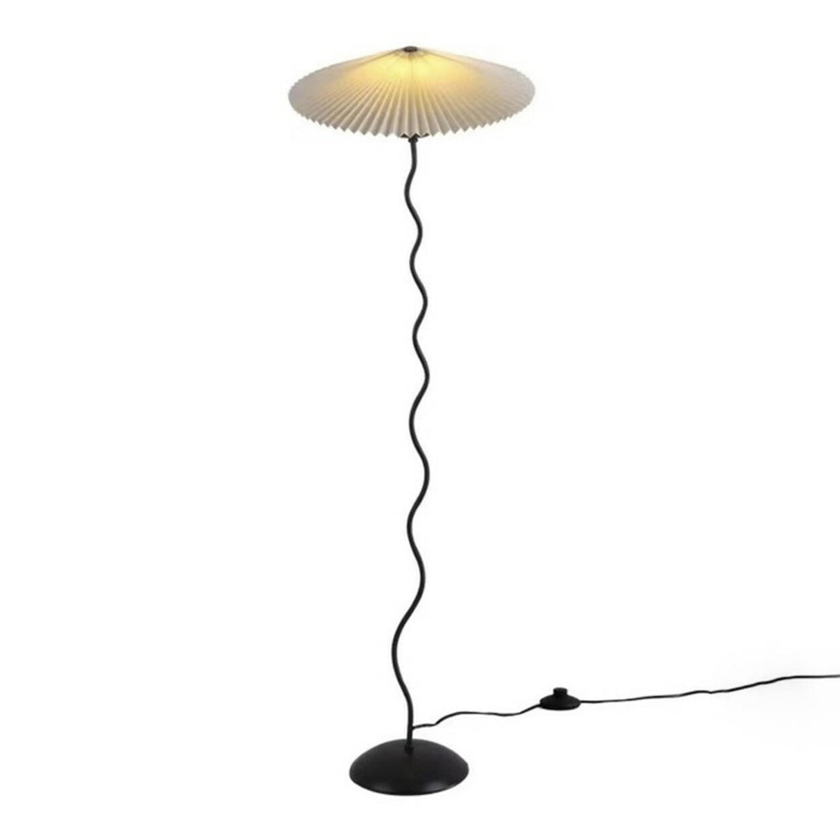 Contemporary Umbrella and Black Wavy Floor Lamp Image - 5