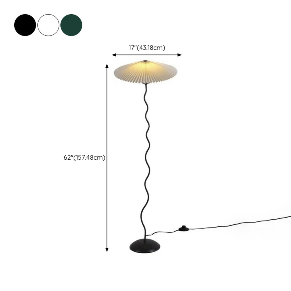 Contemporary Umbrella and Black Wavy Floor Lamp 