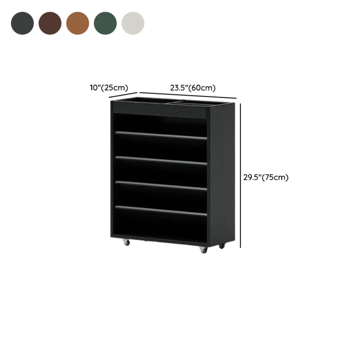 Contemporary Vertical Mobile Wood Angled Rack Bookshelf Cart 