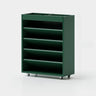 Contemporary Vertical Mobile Wood Angled Rack Bookshelf Cart Image - 2