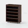 Contemporary Vertical Mobile Wood Angled Rack Bookshelf Cart Image - 3