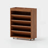 Contemporary Vertical Mobile Wood Angled Rack Bookshelf Cart Image - 5