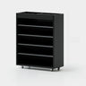 Contemporary Vertical Mobile Wood Angled Rack Bookshelf Cart Image - 7