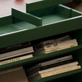 Contemporary Vertical Mobile Wood Angled Rack Bookshelf Cart Image - 8